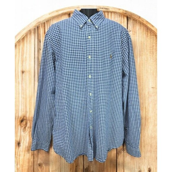 Ralph Lauren Mens Blue Gingham Button-Down Shirt XXL - Picture 1 of 8